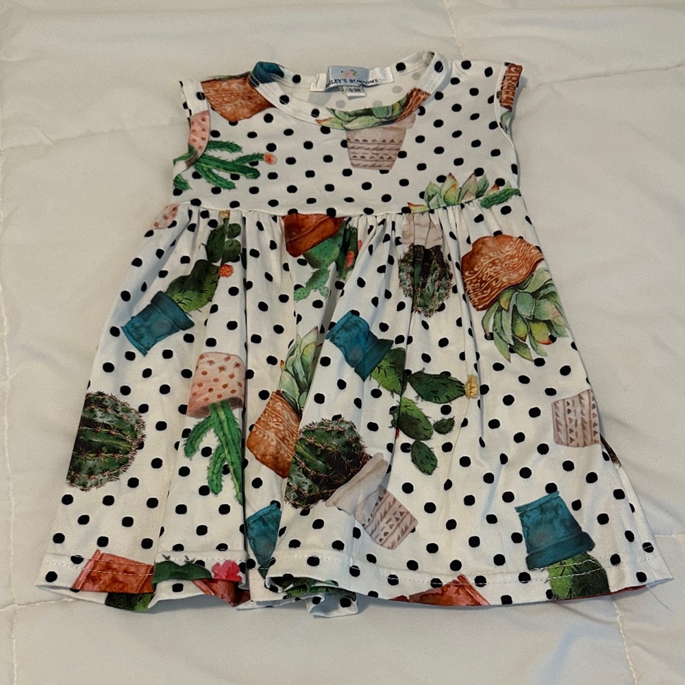 Bailey blossom, Polka Dot Cactus Print Kids Dress